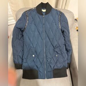 Michael Kors Navy Quilted Bomber Jacket